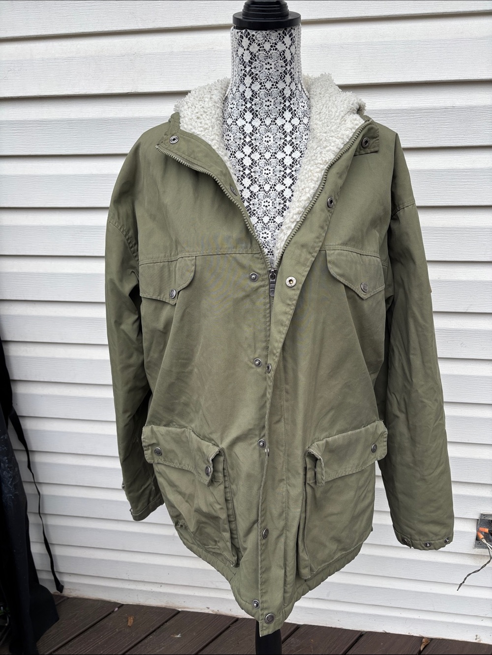 Fjallraven Ladies Olive Green Sherpa-Lined Field Jacket-L